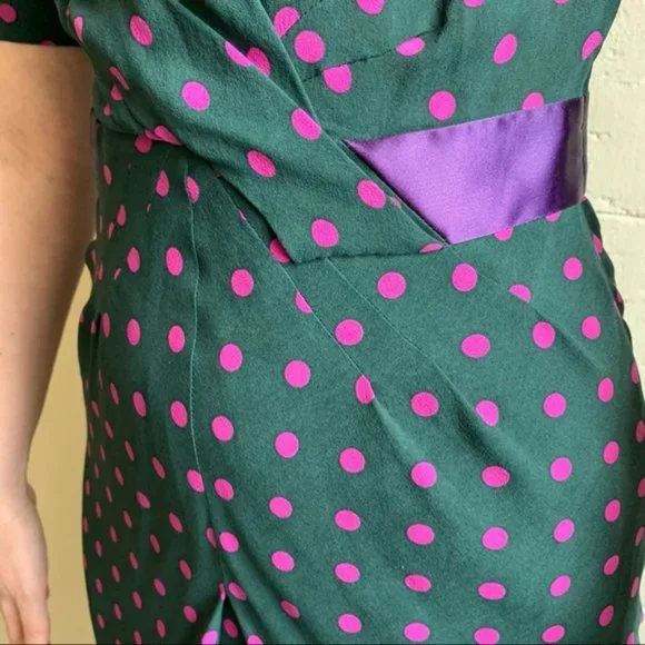 Rare Vintage Moschino Silk Polka Dot Retro Dress sz S - Picture 8 of 15